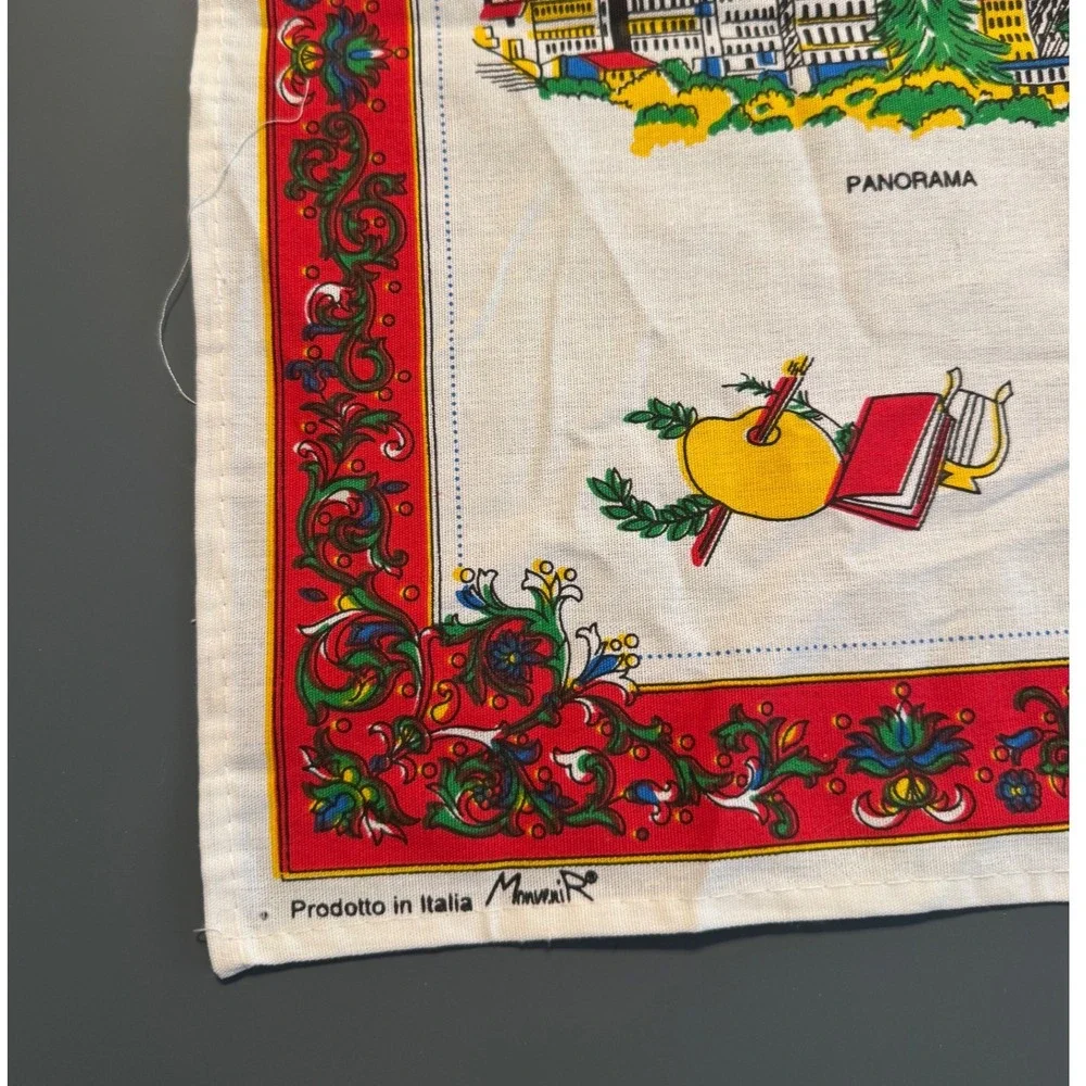 Vintage Firenze Florence Italy Souvenir Tea Towel 100% Cotton Made in Italy